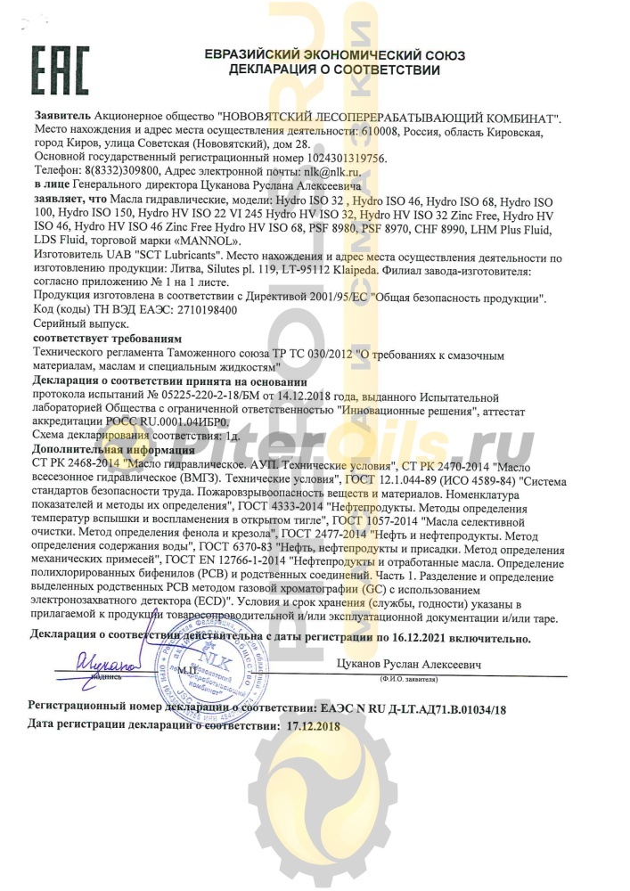 Mannol Hydro 2101 ISO 32 (20л) 1927/MN2101-20
