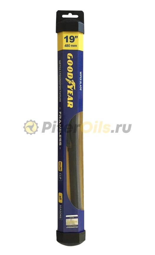Бескаркасная щетка стеклоочистителя Goodyear FRAMELESS 19"/48 cm всесезонная, MULTICLIP GY000419