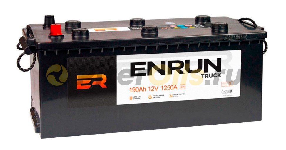 Аккумулятор ENRUN Truck 190 А/ч R+ (4) 510x218x225 EN 1250А EST1904