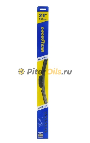 Бескаркасная щетка стеклоочистителя Goodyear PREMIUM 21"/53 cm всесезонная, 9 переходников GY000441