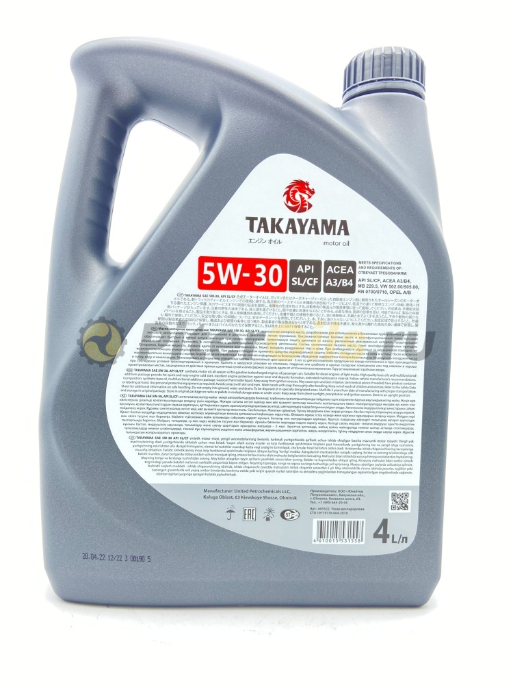 TAKAYAMA Adaptec 5W30 A3/B4 SL/CF (4л) 605522/6056096