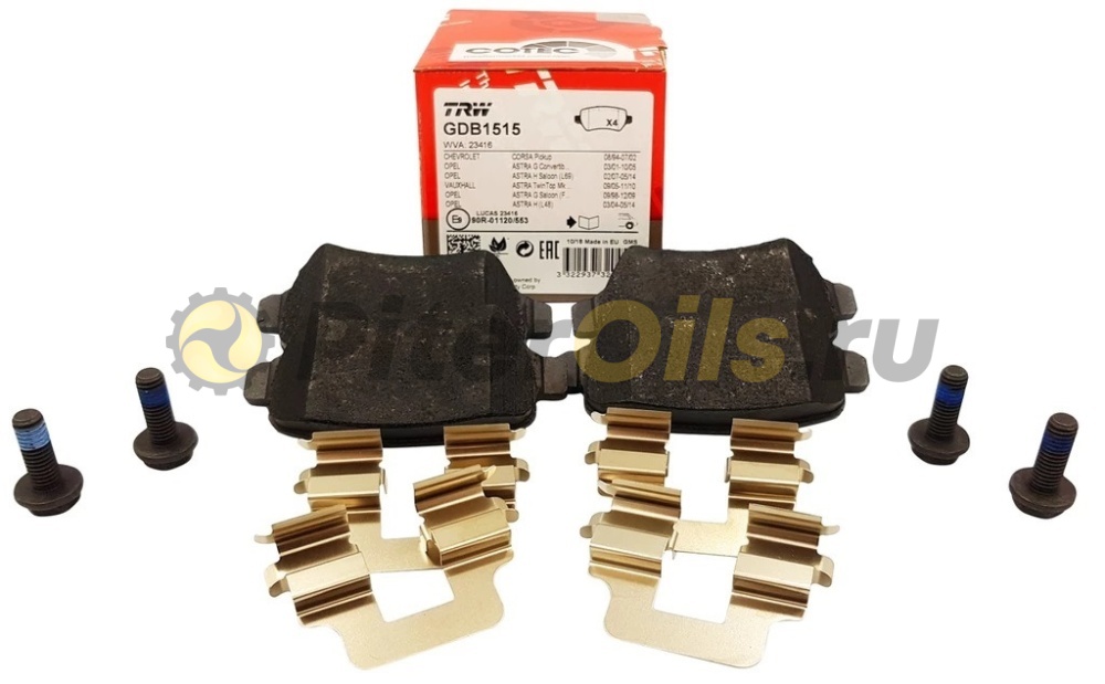 Дисковые тормозные колодки задние TRW GDB1515 для Chevrolet, Kia, Opel (4 шт.)