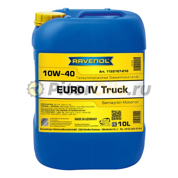 RAVENOL моторное масло Euro IV Truck  SAE 10W-40 (10л) 4014835725942
