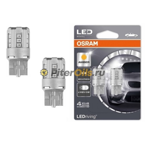 Osram 7715YE-02B лампы W21/5W 12V 1W W3x16q LEDRIVING standard retrofit/оранжевый/W21/5W 2шт.(1к-т)