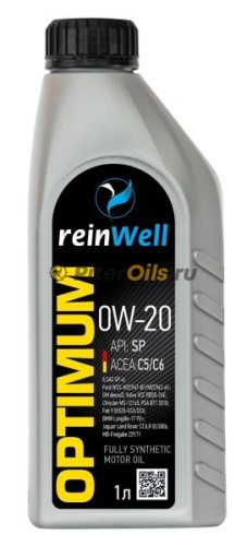 ReinWell Моторное масло 0W-20 API: SP; ACEA: C5,C6 (1л) 4944/11881