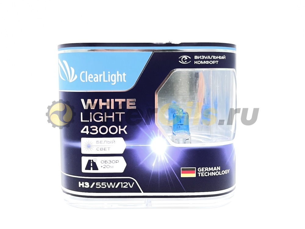ClearLight Лампа 12V H3 55W PK22s 4300K WhiteLight 2 шт. DUOBOX MLH3WL