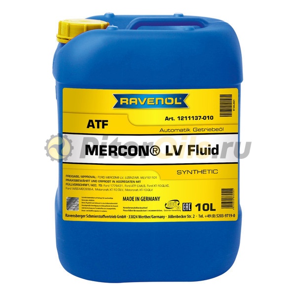 RAVENOL трансмиссионное масло ATF Mercon LV Fluid (10л) 4014835862555