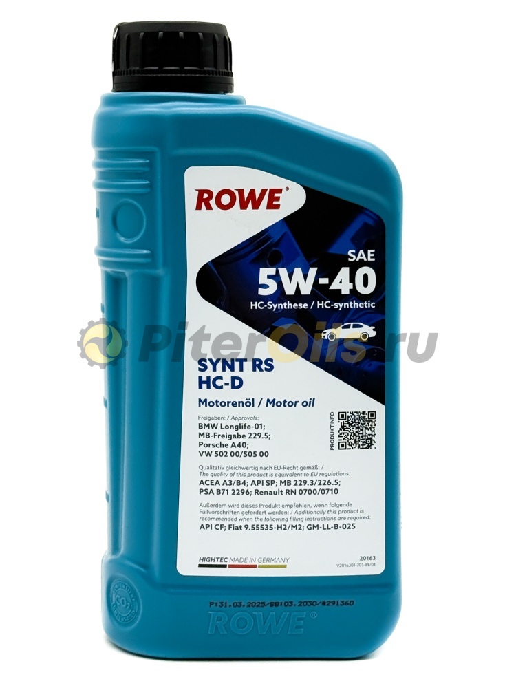 Rowe HIGHTEC SYNT RS 5W-40 HC-D (1л) 20163001099