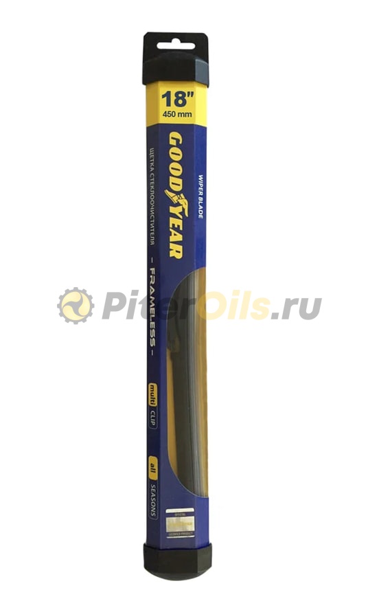 Бескаркасная щетка стеклоочистителя Goodyear FRAMELESS 18"/45 cm всесезонная, MULTICLIP GY000418