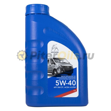 ГАЗ Масло моторное 5w40 A3/B4, SN/CF (1л) ГАЗ5W40К1Л