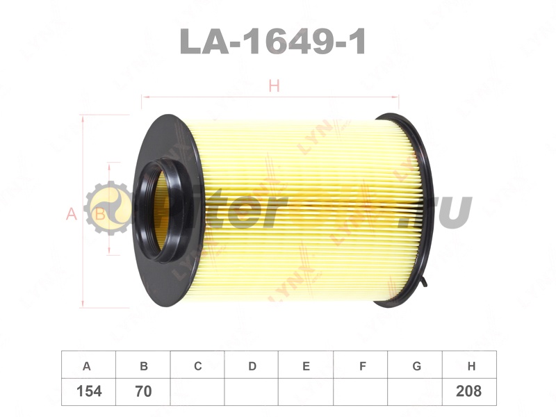 LYNXauto Фильтр воздушный LA16491 (C16134/2,LX1780/3,AK372/1, SB2188)