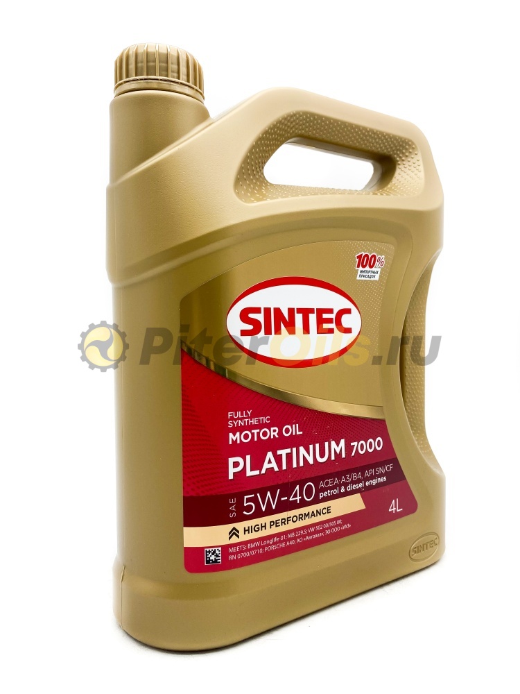 Sintec Platinum 7000 5W40 A3/B4 SN/CF (4л) 801941/600139